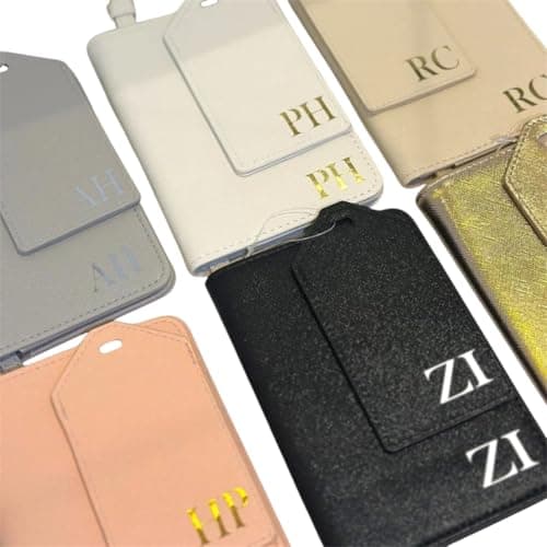 Personalised Passport Holder with Initials & Luggage Tag Set | Travel Wallet Gift for Women & Men | PU Leather Passport Cover | Honeymoon Accessories | Bridesmaid Gift Travel Set