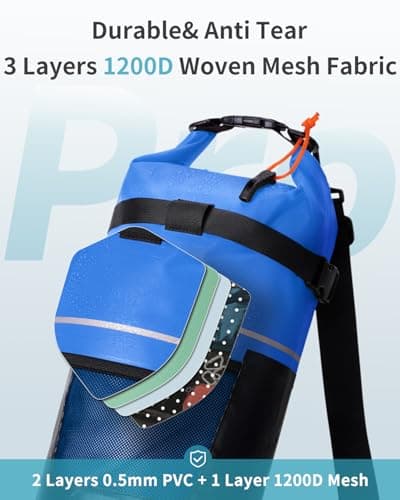 ECOHUB Waterproof Dry Bag with Waterproof Phone Case, 20L Roll Top Lightweight Dry Backpack with Long Adjustable Shoulder Strap for Kayaking Hiking Canoeing Floating Rafting Swimming, Dark Blue — view 4