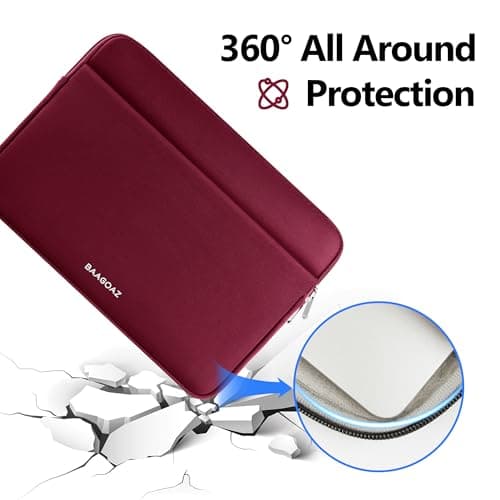 BAAGOAZ Laptop Sleeve 11-13 Inch MacBook Case Bag with Front Pocket, Red — view 4