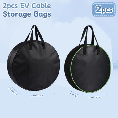 GZGRYTRC 2Pcs EV Cable Bag Set, Portable EV Charger Cable Storage Bag, Practical Electric Car Charger Cable Bag for Daily Charging and Travel Storage Organisation — view 2