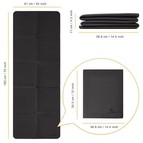 EXERZ Foldable Yoga Mat 6mm Non Slip Travel Exercise Mat with Carry Bag — view 2