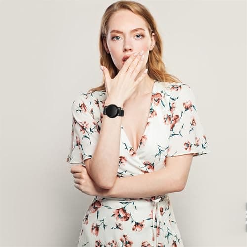 Mobestech Leather Watch Band Compatible with Locator Device, Vintage Black Genuine Leather Strap with Protective Cover, Adjustable Wristband for Travel and Everyday Use — view 2