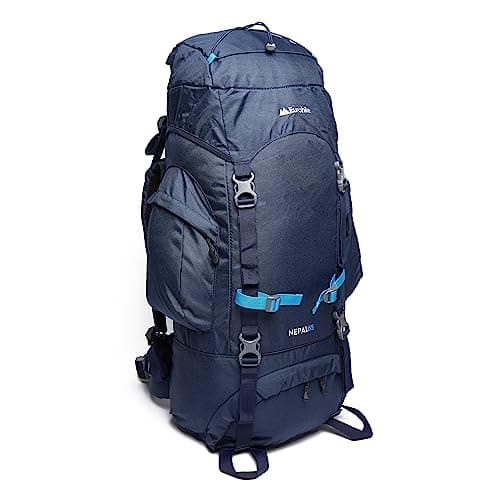 Eurohike Nepal 65 Litre Rucksack with Ventilated Back Panel & Padded Harness, 65L Backpack, Bag for Men & Women, Adjustable, Lightweight, Camping, Hiking, Trekking, Travelling, Outdoors, Blue