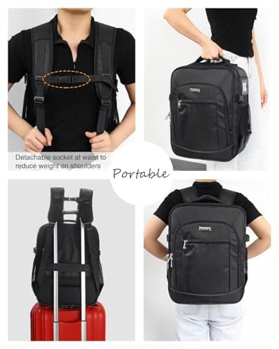 Relavel Makeup Backpack Makeup Artist Bag Professional Extra Large Cosmetic Bag Travel Train Case Storage Organizer Double-Layer Large Capacity Cosmetic Case with 4 Pouch(Black) — view 6