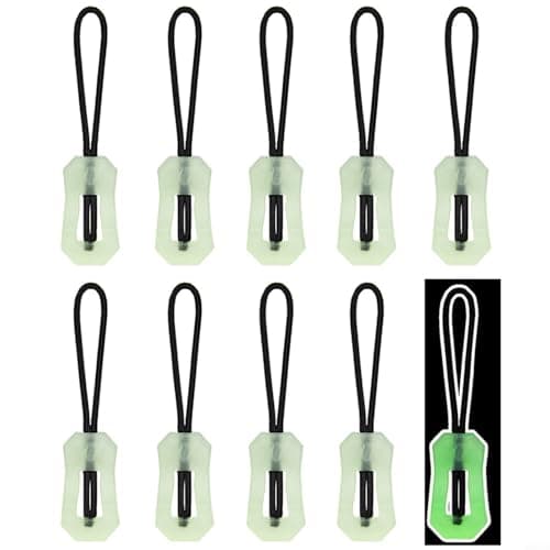 Drawup Reflective Zipper Pulls Glow in The Dark 10pcs Luminous Zip Puller Replacement for Outdoor Sports Travel Luggage Repair Kit(Type 2)