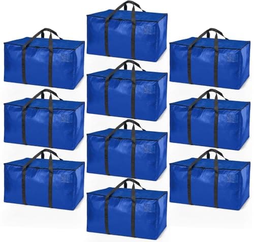ClearSpace Heavy Duty Moving Bags or Storage Bins with Lids, Blue, 10 Pack