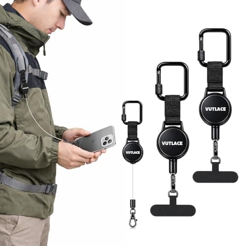 Vutlace 2-Pack Anti-Theft Phone Tether Lanyard, Retractable Phone Strap Keyring, Anti-Theft Retractable Mobile Phone Tether, Metal 360° Tether Tab for Outdoor Hiking, Climbing and Fishing