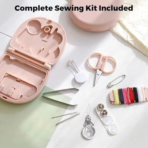 1 Pack Travel Sewing Kit, Portable Mini Sewing Kit with Needles, Threads, Scissors & Repair Tools, Compact Emergency Sewing Set in Pink Case for Home and Travel Use — view 3