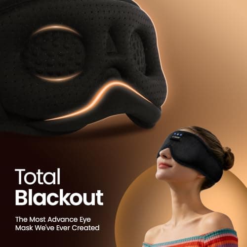 LC-dolida Bluetooth Sleep Mask Headphones Complete Blackout 3D Deep Eye Mask with Headphones Bluetooth V5.4 Can Play 15Hrs Breathable Eye mask with Earphones for Travel,Nap Sleeping,Shift Work — view 2