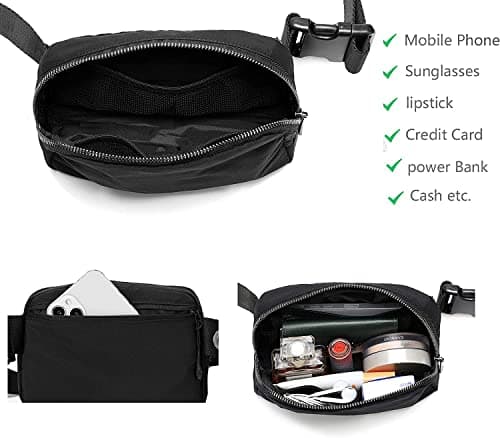 Belt Bag Waist Pack Bum Bag Fanny Pack Crossbody Bags for Women and Men with Adjustable Strap Small Waist Pouch for Travel Workout Running Hiking, Black — view 5