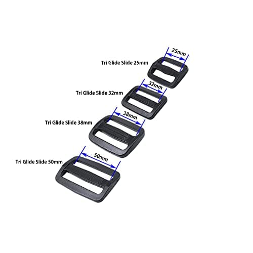 Baikeen Tri glide Slider 50mm Strong Plastic Tri Glide Slides Adjustable Slide Buckle Strap sliders Adjusters for Backpack Belt Strap Black — view 4