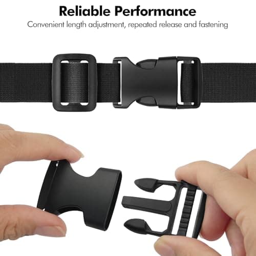 Lunhoo Plastic Buckle Clips, Side Release Buckles & Tri-Glide Sliders, 25mm/1" Belt Clip, Webbing Buckle for Rucksack, Outdoor Backpack, Hat, Luggage Fastening, Pet Harness/Lead, 6 Sets — view 3