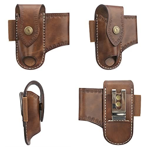 TOURBON Multitool Leather Sheath EDC Pocket Organizer Belt Pouch for Flashlight Pen Knife Holster — view 2