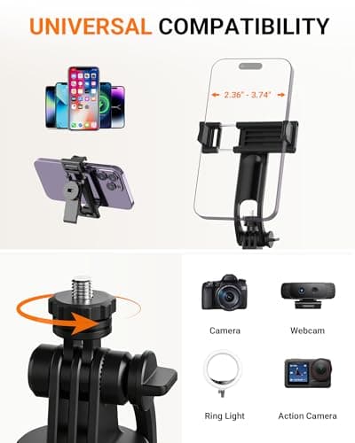 GRIFEMA 69" Phone Tripod, Auto Pop-Out Selfie Stick, Aluminum All in One — view 6