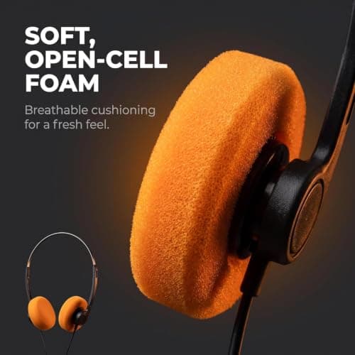 SelHeng Retro Headphones Wired, Retro Over-Ear Earphones, Mini Stereo Lightweight Headphones with Cord, 80s 90s Vintage Headset Wired, Headphone for Most Mobile Phones Playback (Orange) — view 6