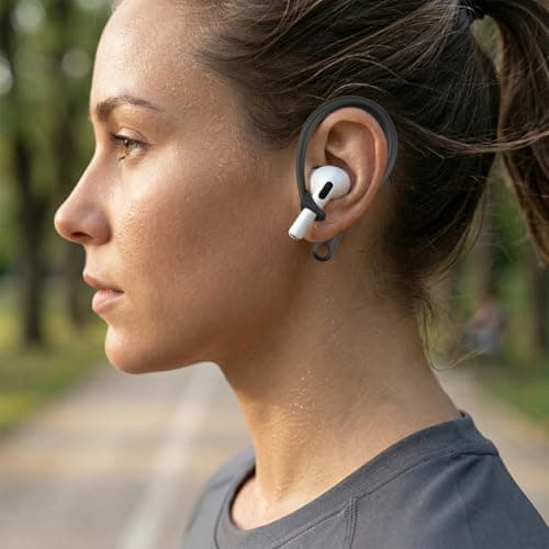 Gaomumu 4PCS Silicone Ear Hooks Wireless Earbuds, Portable Replacement Earphone Holder, Ergonomic Anti-Lost Secure Earphone Loops for Running, Cycling, Gym(Black & White) — view 6