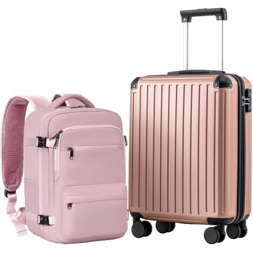 COOLIFE Cabin Suitcase 55x40x20 & Cabin Bag 40x30x20 EasyJet Ryanair PC+ABS