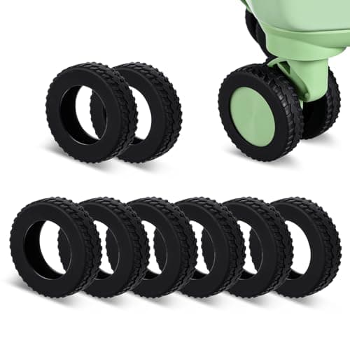 Wanmu 8 Pcs Luggage Wheels Covers, Anti-Noise Silicone Wheel Protective Covers for 2-2.4'' Spinner Wheel, Wear-Resistant Travel Carry On Luggage Suitcases Wheels Protector (Black)