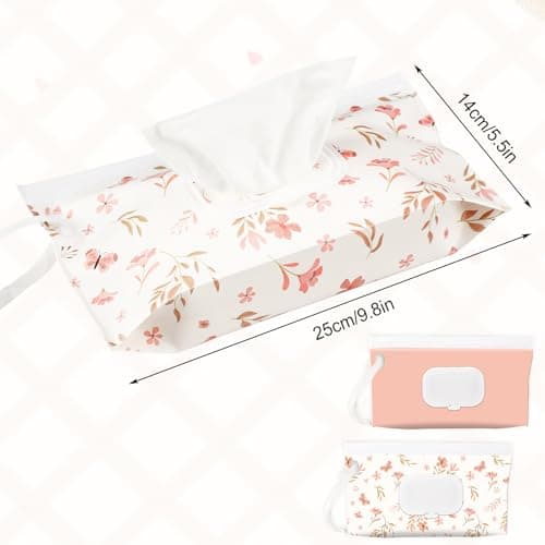 SANNIX 2 Pcs Baby Wipes Holder Dispenser, Portable Refillable Baby Wet Wipes Pouch Container Reusable Waterproof Travel Case Pink — view 2