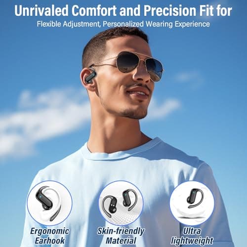 Wireless Earbuds, Bluetooth 5.4 Open Ear Headphones with Ear Hooks, 42H — view 3