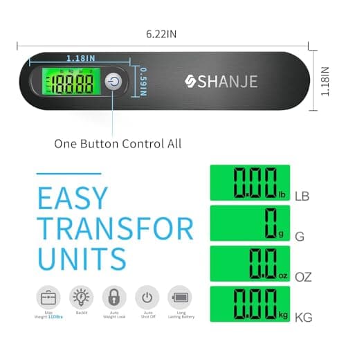 SHANJE Luggage Weight Scale for Suitcases 110 Lbs Black — view 5