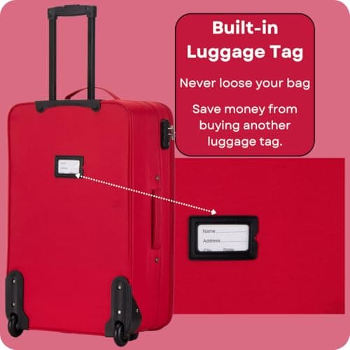 ATX Luggage 26” Medium Suitcase Expandable Durable Lightweight Suitcase with 2 Wheels & Built-in 3 Digit Combination Lock (Red, 79 Liter) — view 5