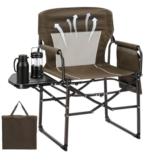 Bonnlo Camping Chairs for Adults Heavy Duty, Folding Directors Chair