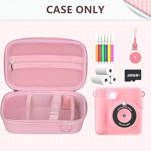 Leayjeen Kids' Instant Camera Case, Compatible with HiMont/Manttely/CAMCLID/GREENKINDER/Gofunly/Hangrui Brands, Includes Hand Strap and Shoulder Strap (Case Only) Pink — view 3