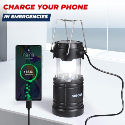 SUBOOS Rechargeable Camping Lanterns – Solar & Battery Powered Camping Light Lamp, Magnetic Base, Hanging Hook for Tent, Camp Accessories Portable for Emergency, Power Cuts — view 6