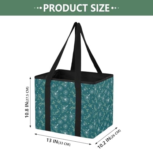 Grckit Car Trunk Organizer Teal Hibiscus Heavy Duty Collapsible Storage Tote Bag with Reinforced Handles for Shopping Travel Picnic — view 2