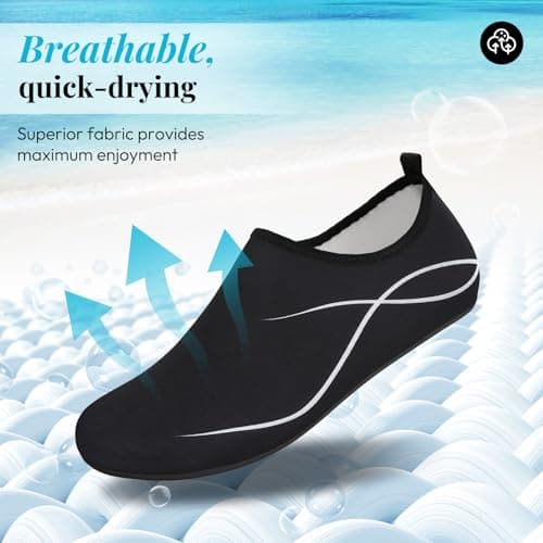 gitzing Water Beach Swim Shoes Women Breathable Sea Shoes Men Quick Dry Aqua Lightweight Barefoot for Surfing Running Driving Pool Yoga, Black 5 UK/38 EU — view 2