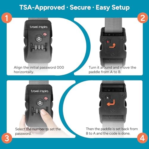 travel inspira TSA Approved Luggage Straps, Suitcases Identifier (Grey) — view 6