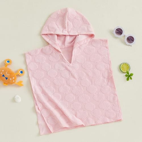 Niceyoeuk Baby Hooded Swimming Poncho Towels Changing Robe Towelling Beach Cover Up (Pink, 6-12 Months) — view 4