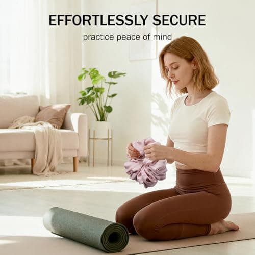 Slim Panda Yoga Mat Strap, 2-in-1 Yoga Mat Carrier & Hair Scrunchie, Premium Velvet Adjustable Carry Strap for 1-6mm Mats | Portable, Stylish, Durable & Elastic (Mat Not Included) — view 2