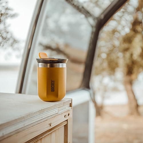 WACACO Octaroma Classico Vacuum Insulated Coffee Mug, Double-Wall Stainless Steel Travel Tumbler with Drinking Lid, 6 fl oz (180ml), Yellow — view 4