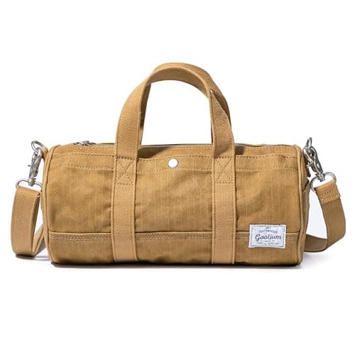 GOOTIUM Compact Canvas Crossbody Bag, Cylinder Small Barrel Shoulder Bag