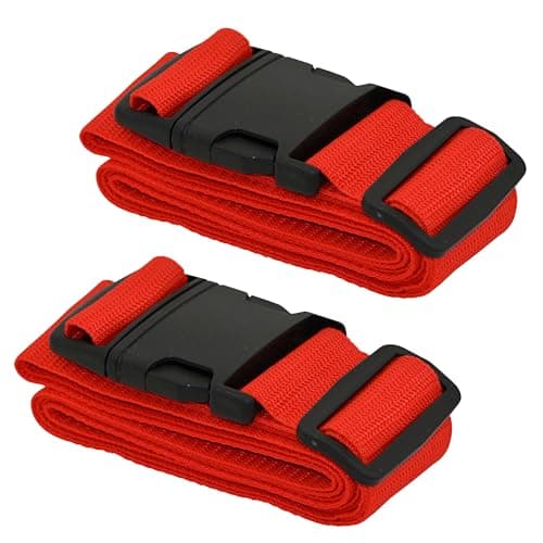 Pair Luggage Straps for Suitcases, Secure & Adjustable Luggage Straps, Lightweight Luggage Strap for Travel Long (96cm to 180cm) 2 Pc Red — view 6