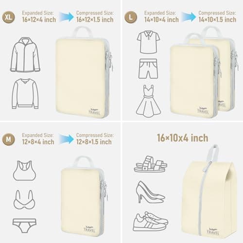 Compression Packing Cubes for Travel, Travel Essentials Luggage Organizer bags for Suitcase, Durable Compression Travel Packing Cubes for Carry on Backpack — view 5