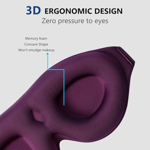 ALASKA BEAR Memory Foam Sleep Mask, Contoured 3D Eye Cups, Purple — view 2