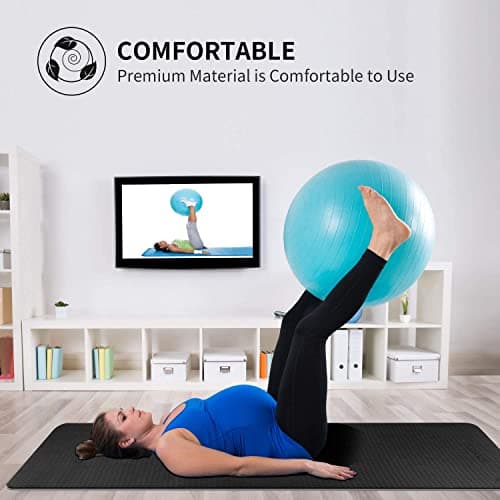 CAMBIVO Extra Long Yoga Mat for Tall Yogis - 213x81cm XL TPE Exercise Mat for Professional Practice for Stretching & Planks - Non-Slip Fitness Mat with Carrying Strap Included (Black) — view 6