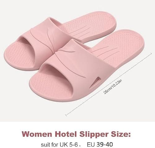 EQLEF Hotel Slippers, Plastic Portable Travel Slippers Anti-slip Foldable Shower Slipper for Hotel Bathroom Spa (Pink, UK Footwear Size System, Adult, Women, Numeric Range, Medium, 5, 6) — view 5