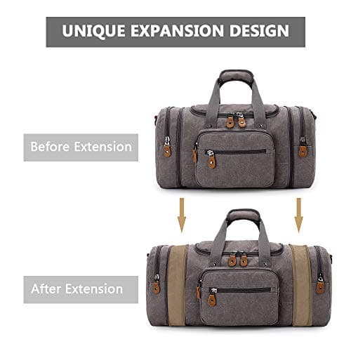 Gonex 50L Expandable Canvas Holdall for Men, Travel Duffle Overnight Bag — view 2