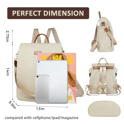Fmeida Anti Theft Backpack for Women Small Travel Rucksack Water Resistant — view 3