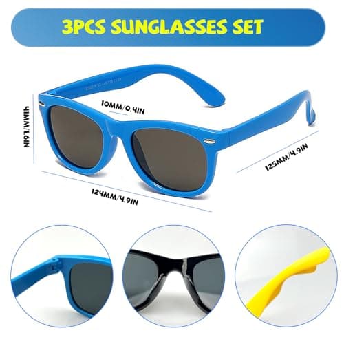 Gobiufy 3 Pair Kids Sunglasses Set Toddler Sunglasses Boys Sunglass — view 2