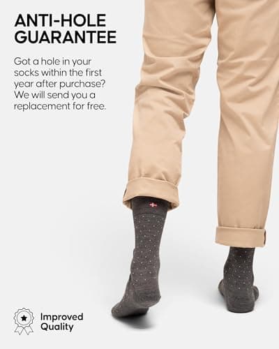 DANISH ENDURANCE Merino Wool Socks Mens, Premium Smart Mens Socks, Breathable Comfort, 3 or 5 Pack, Black-5pack, 6-8 — view 4