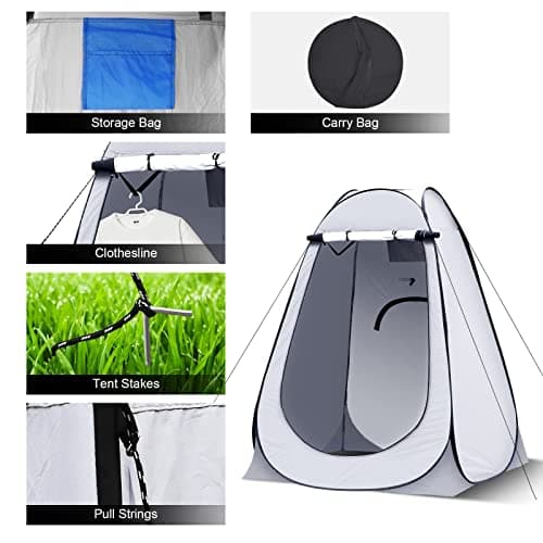 LEMROE Pop Up Tent Portable Privacy Shelter for Camping Shower 150CM Grey — view 6