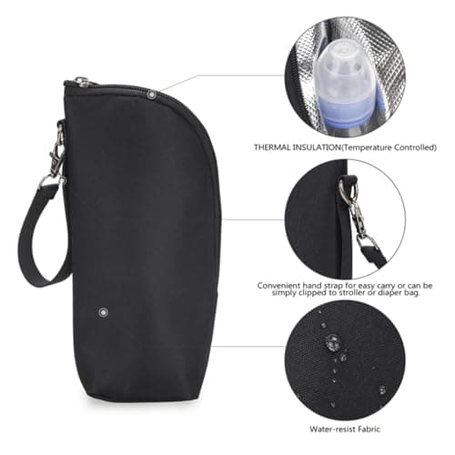 ULVBABI 2pcs Insulated Baby Bottle Bags, Portable Breastmilk Storage Tote Thermal Feeding Pouch Holder Travel Carrier, Heat Preservation and Cold Preservation (2 Bottle Bags) — view 5