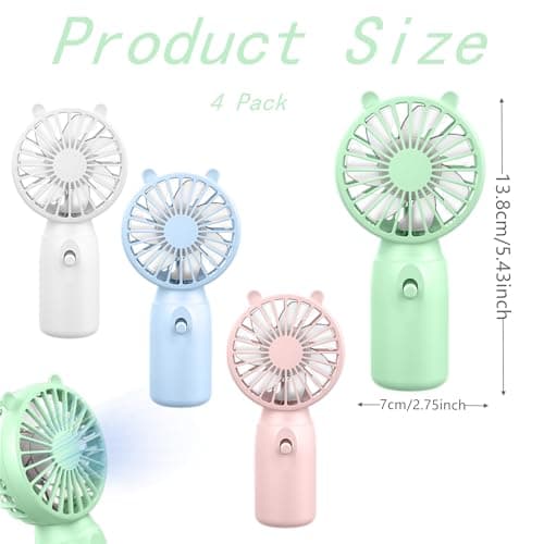Portable Handheld Fan,4 pack Colorful Mini Hand Fan Battery Operated Personal Portable Fans Pocket Design For Travel/Summer/Outdoor/Makeup/Party,Gifts For Kids Girls Women Men — view 2