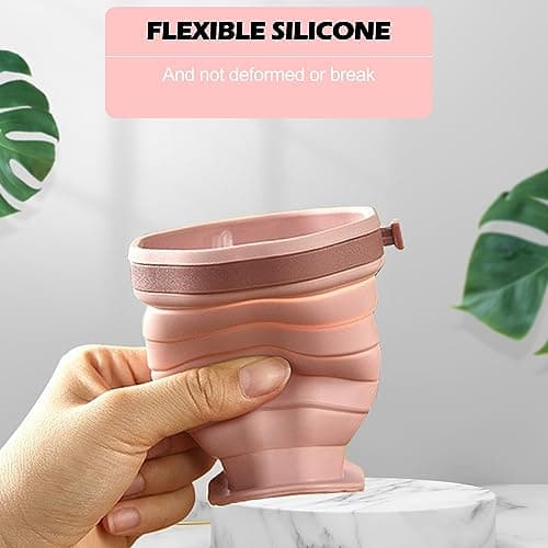 DQZSY Pack of 2 Foldable Silicone Cups, Foldable Travel Cups with Plastic Lid, Reusable Portable Cup Set, Suitable for Camping and Hiking — view 6