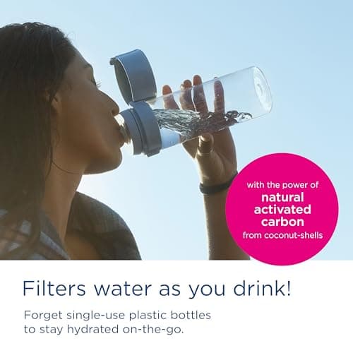BRITA Marella Water Filter Jug Graphite (2.4L) Starter Pack incl. 3x MAXTRA PRO All-in-1 cartridge & Water Filter Bottle Apricot (600ml) - portable water filtration bottle for hydration — view 6